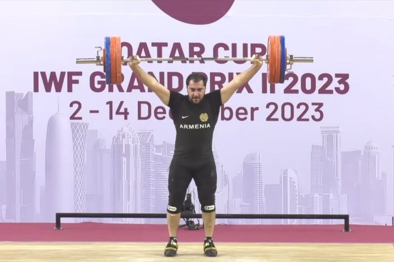 Davit Hovhannisyan Stand on All Podiums with Gold, Silver and Bronze at 2023 IWF Grand Prix II, Qatar